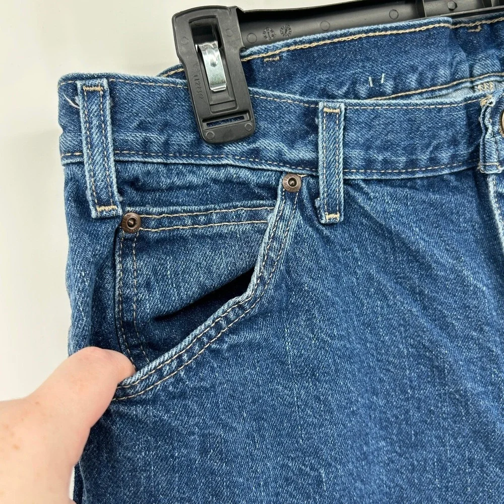 Dickies Mens Carpenter Jeans 36x34 Dark Wash Blue Denim Work Pants Utility Heavy